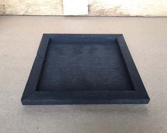 8.5" Small Square Black Wooden Tray