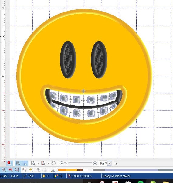 Applique emoji brace face 4in hoop