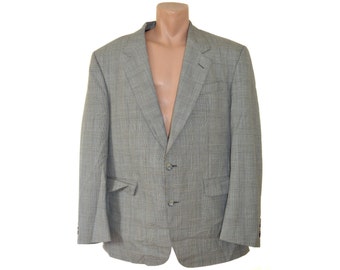 Vintage Dormeuil Maurice Gladek Metz men blazer gray checked 100% wool Super 80