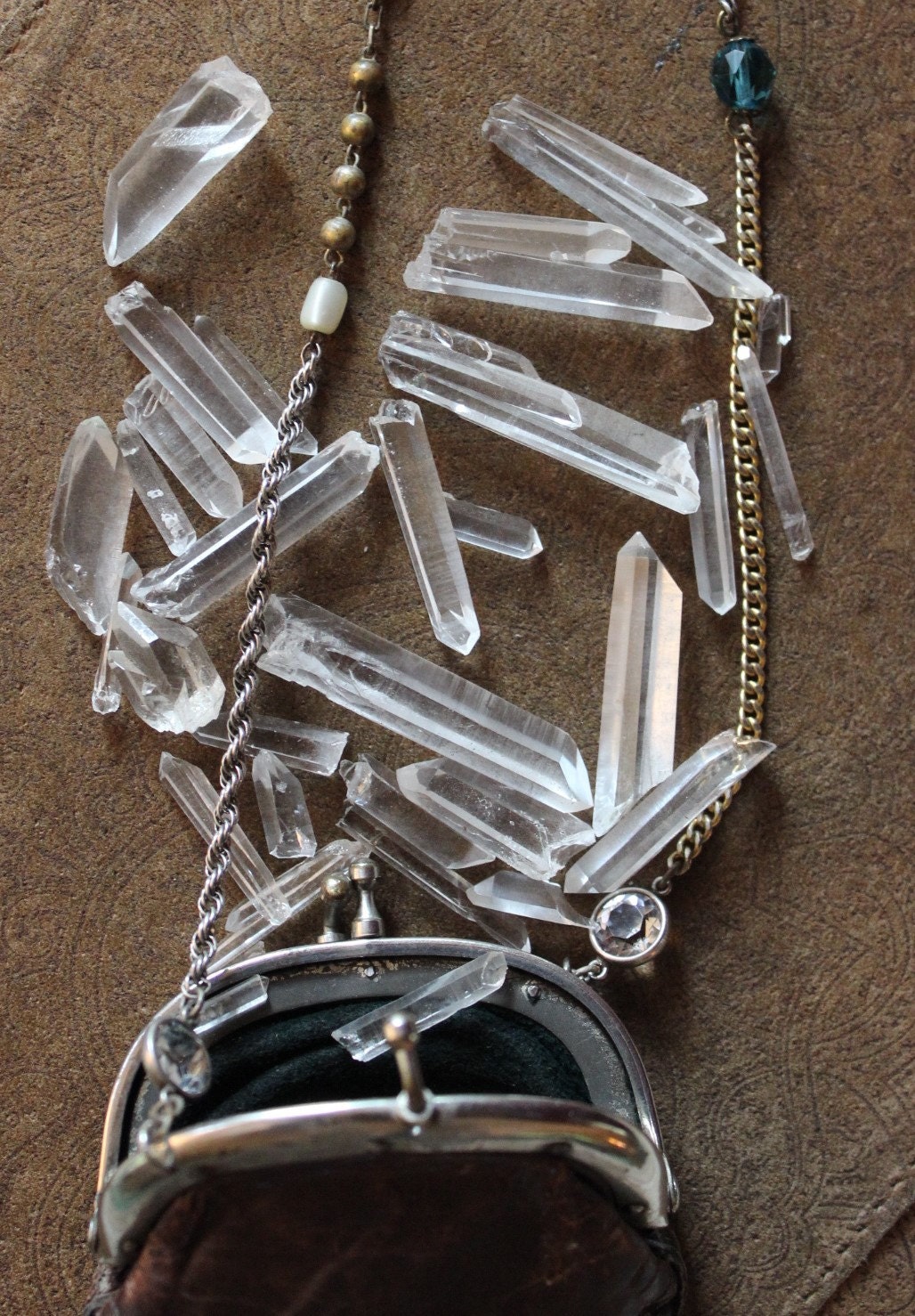 SOLD to C Pocket of Light Necklace Set w/Antique Leather