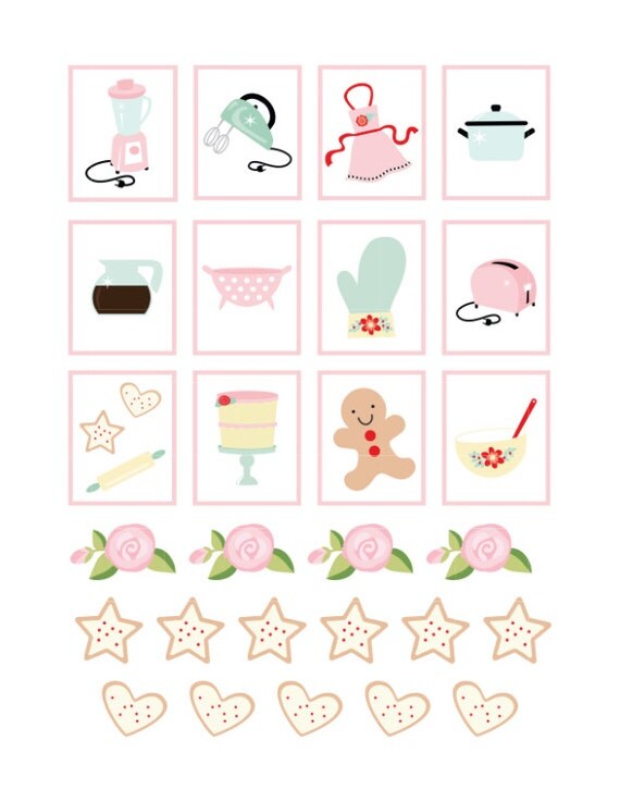 Items similar to Printable Baking Stickers Planner Print File PDF