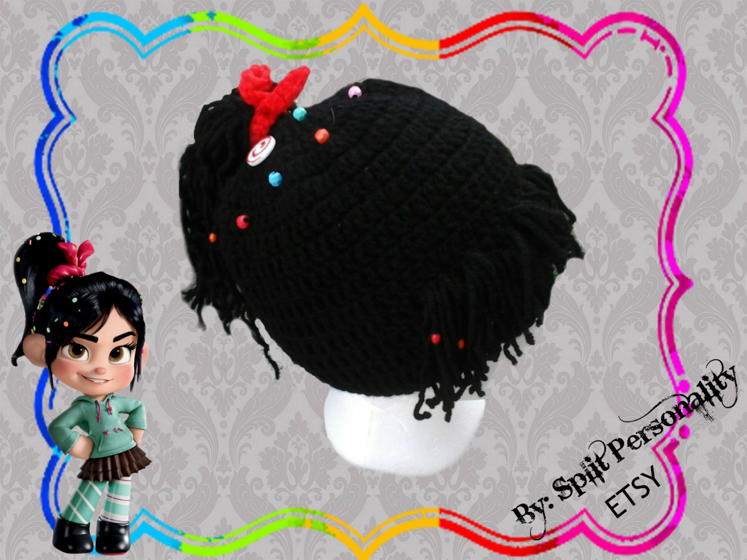 vanellope von schweetz crochet hair hat