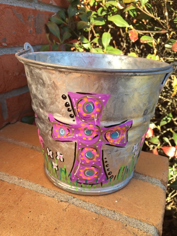 Hand Painted Personalized Galvanized Easter Bucket