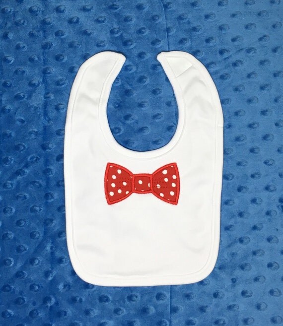 Bow tie bib drool bib baby boy appliqued by Bowsbandsandbabies
