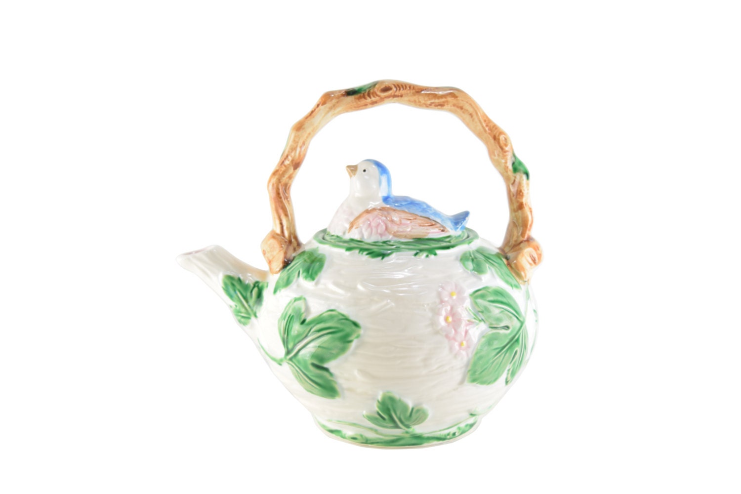 Rare Vintage Whimsical Animal Bird on Nest Teapot Colorful