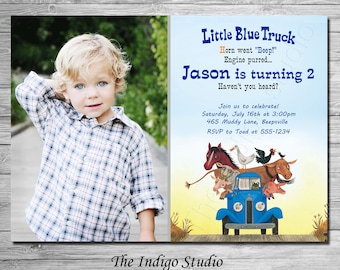 Little Blue Truck Invitation, Option of NO photo Little Blue Truck Birthday, all ages - Digital file YOU print