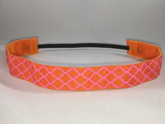 Items Similar To Embands Non Slip Orange And Pink Quatrefoil Headband