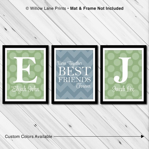 Items similar to Twin baby boys wall art Twin baby gifts Brothers
