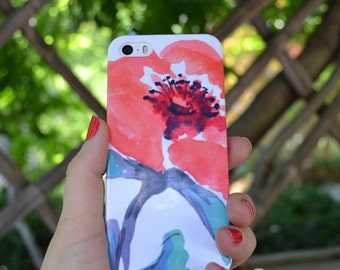 Watercolor Phone Case Floral iPhone 7 Samsung Galaxy s7 Case Coral Floral iPhone 6 Case iPhone SE Case iPhone 7plus Samsung Galaxy S7 cover