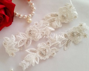 Wedding Garter Set,Bridal Garter Ivory,Bridal Garter Ivory Garter,Wedding Garter White,Lace Garter, Garter Set light Ivory, garter set white