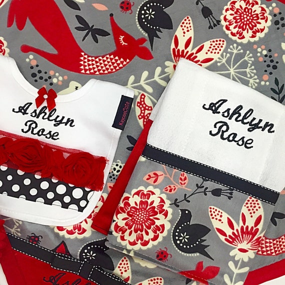 Personalized Baby Blanket Red Baby Blanket Newborn Blanket