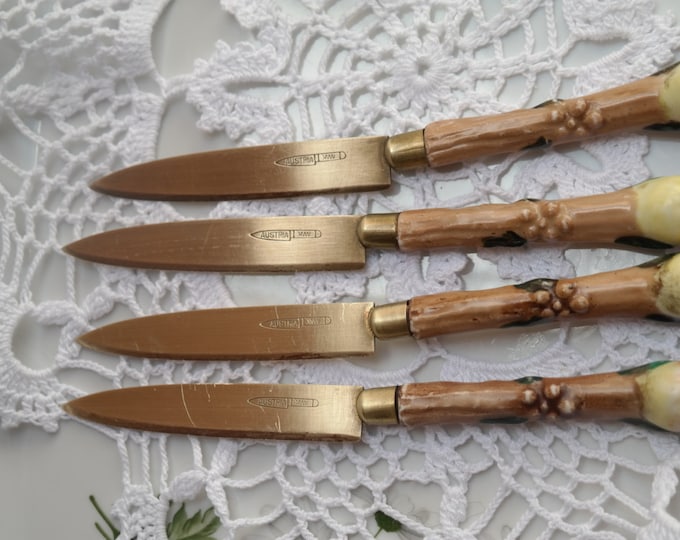 Antique bronze knifes, bronze knife, antique flatware, Austrian bronze knife, antique fruit knife, metal bronze knife, butter knife