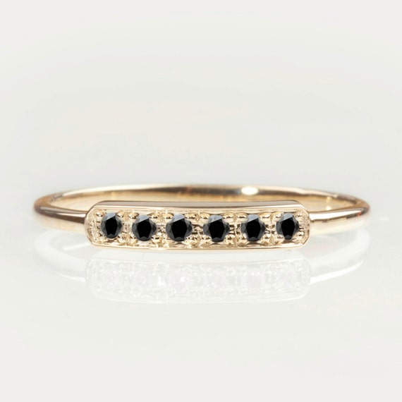 pave black diamond wedding ring black diamond bar by EnveroJewelry