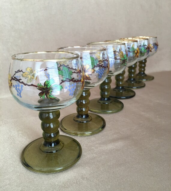Roemer Glass Green Stemmed German Wine Glasses