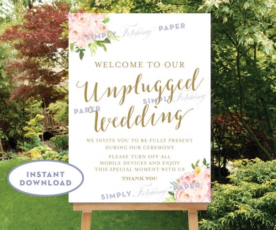 Download Unplugged Wedding Sign Welcome to our by SimplyFetchingPaper