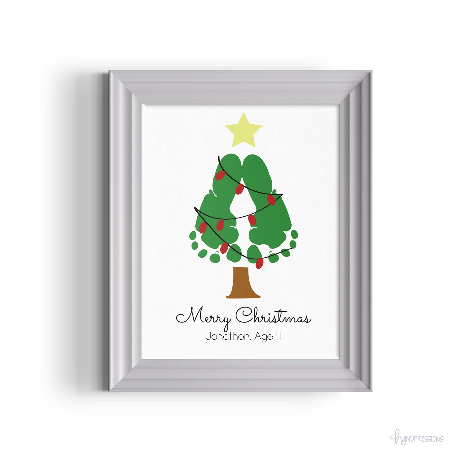 Christmas Tree Footprint Artwork Gift Idea Holiday Decor