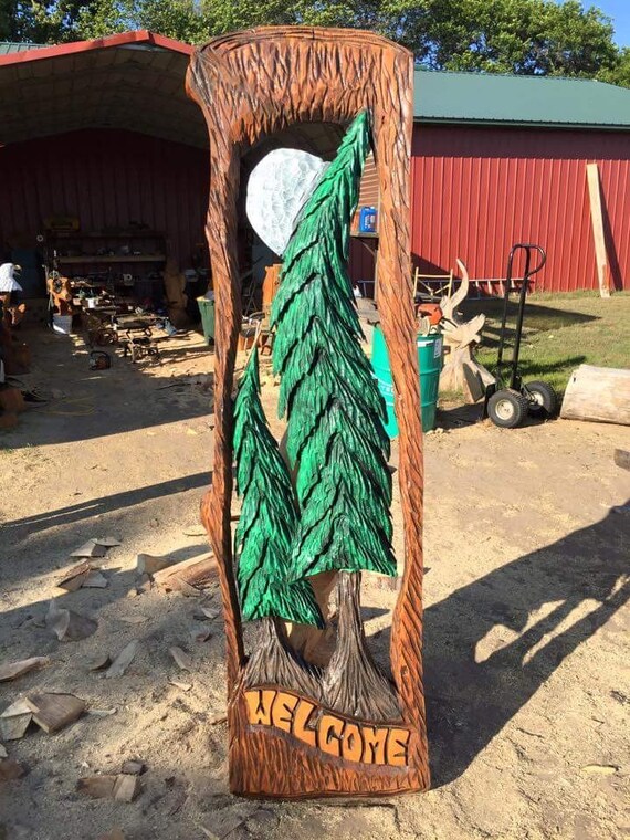 4.5' Tree Slab Wood Art Wooden Sculpture Wood
