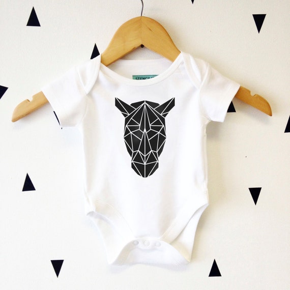 Geometric Rhino Baby Onesie Cool Rhino Head Printed Baby