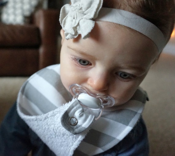 Items similar to Pacifier BibBinky BibGender NeutralGray and White