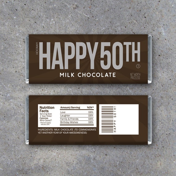 50Th birthday candy wrappers