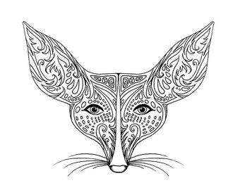 fox printable coloring page for children and adults