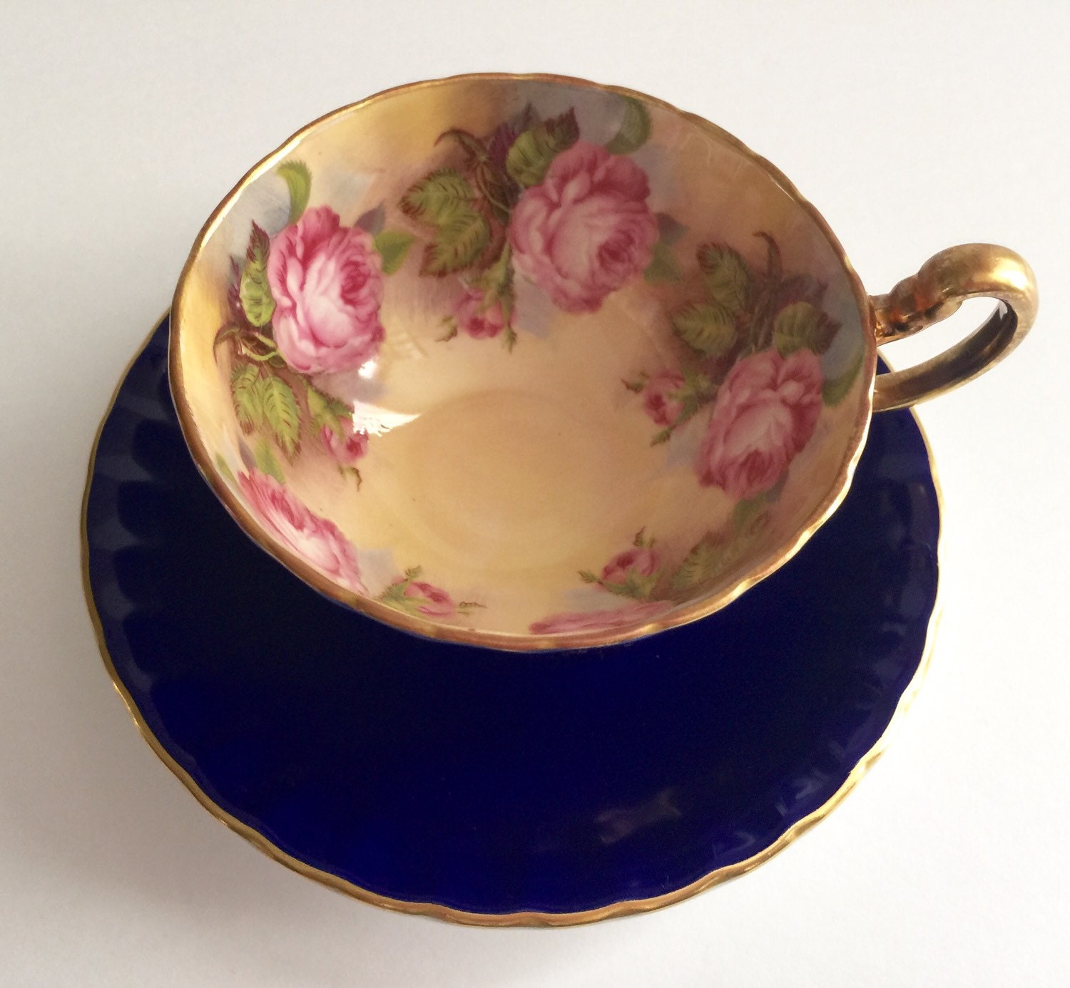 RESERVED FOR H Aynsley Cabbage Rose China Tea Cup & Saucer
