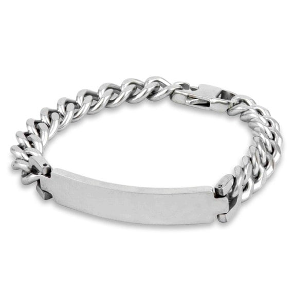 Items similar to Engraved Men's ID Bracelet. Silver Plated ...