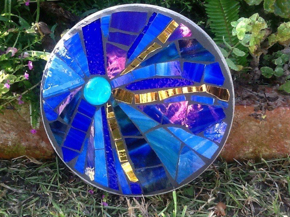 9 in stained glass stepping stone by on Etsy