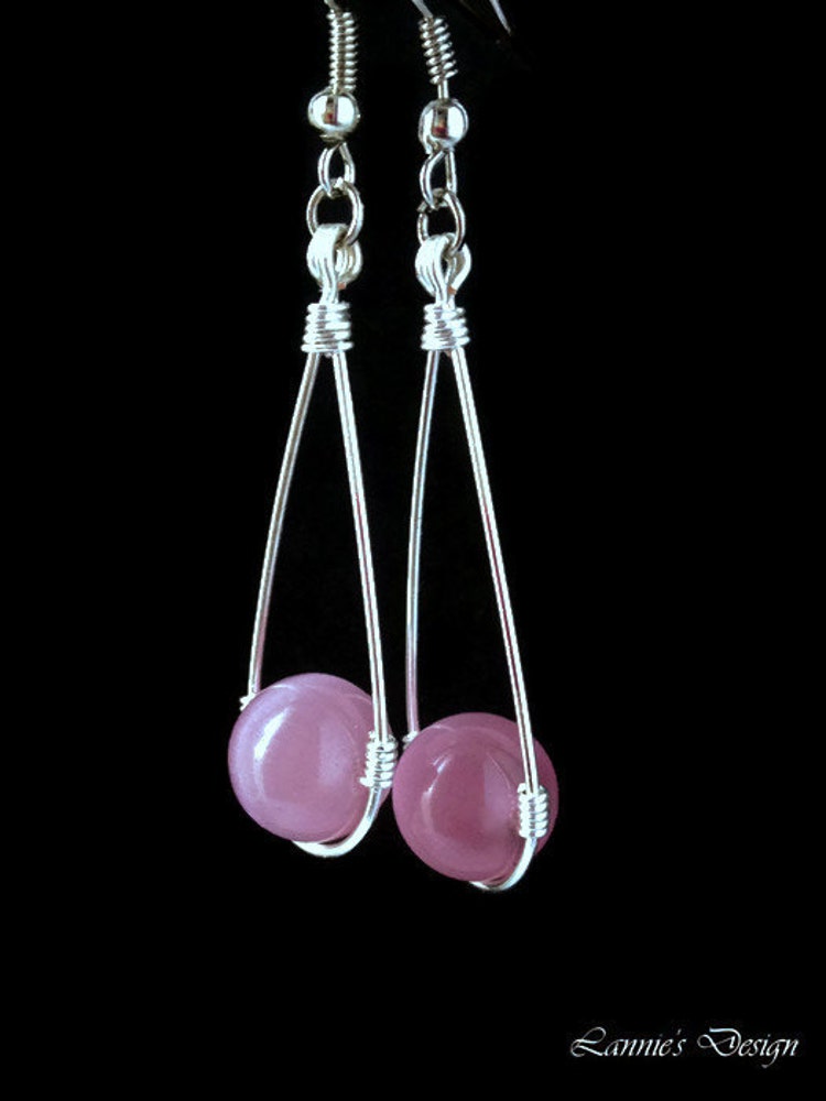 Pink Teardrop Earrings Light Pink Earrings Pale by LanniesDesign