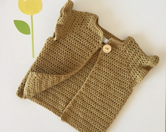 Crochet baby cardigan - sleeveless cardigan - eco yarn - recycled yarn