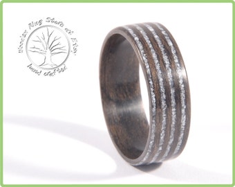 Black Walnut Thin Seashel Infinity Ring Inlay, Rustic Engagement ring, Eternity ring