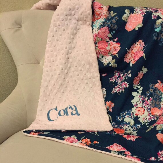 Floral Baby Blanket Personalized Baby Blanket by OurAdorableBaby
