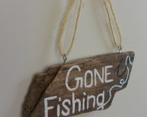 Popular items for gone fishing sign on Etsy