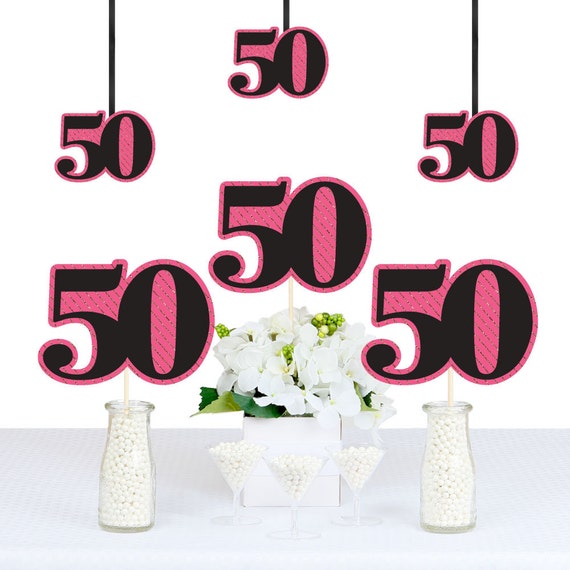 Chic 50th Birthday - Pink, Black, and Gold - DIY Birthday Decorations ...