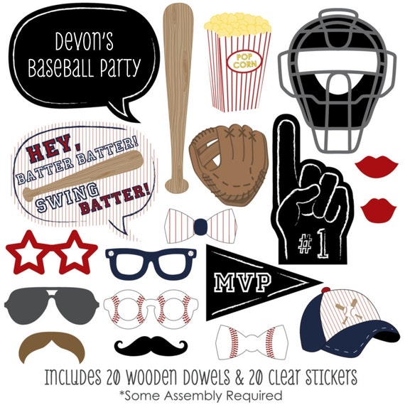 Baseball Photo Booth Props Baseball Photobooth Kit with