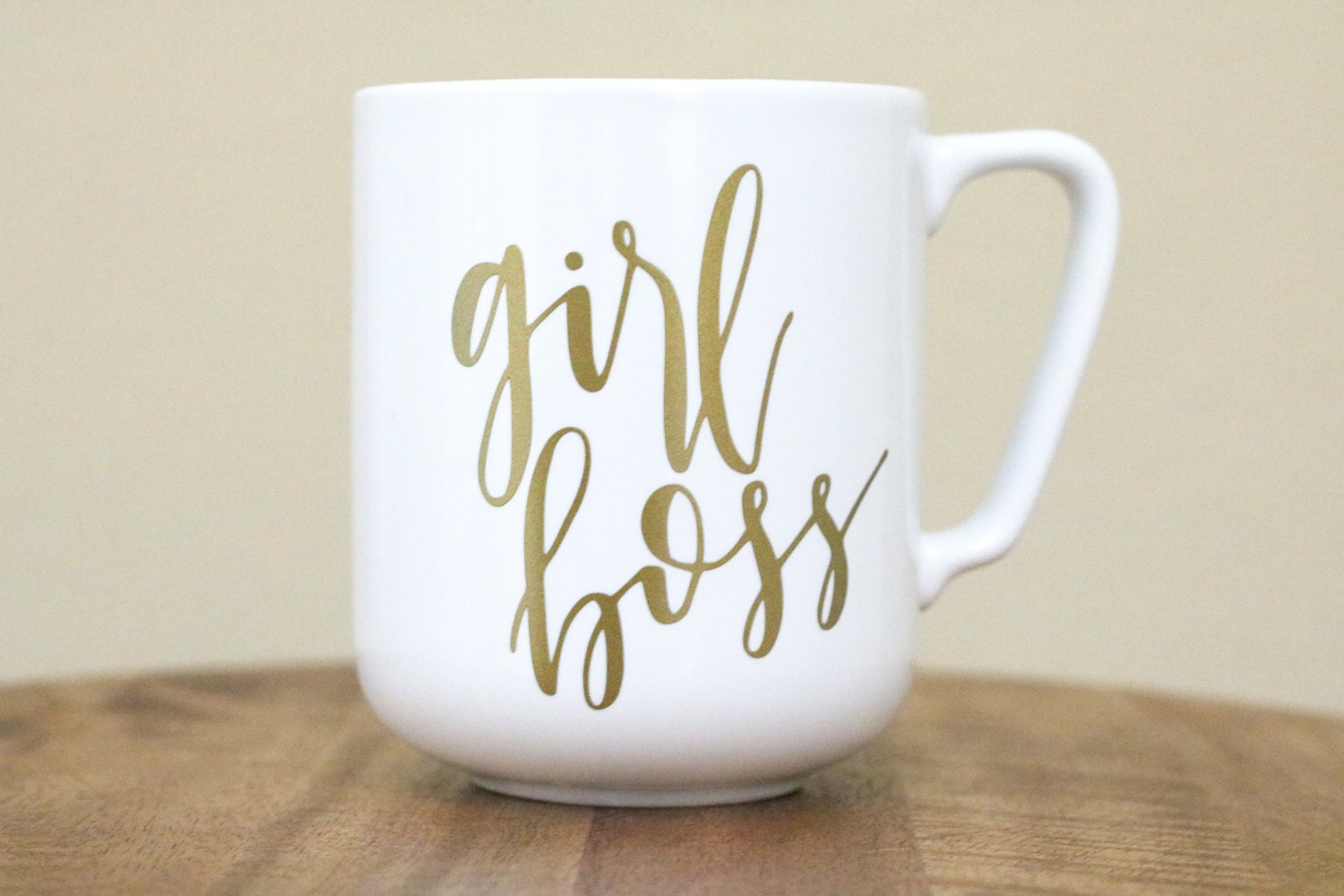 hand lettered calligraphy coffee mug // girl boss