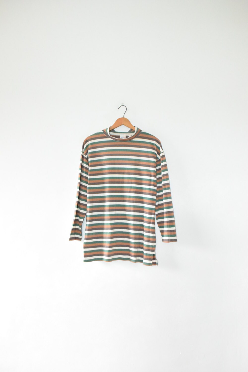 women's striped mock turtleneck