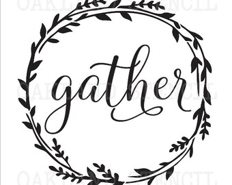 Primitive Thanksgiving STENCIL **gather** 6 sizes for Painting Fall Signs, Canvas, Fabric, Airbrush, Crafts, Wall Art and Decor