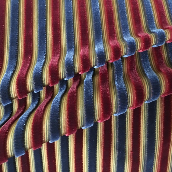 Items similar to 10YDS SCALAMANDRE Silk Velvet Stripe Fabric Royal Blue