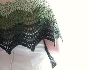 Green Lace shawl, Wedding Shawl, ChristmasInJuly, CIJ, Crochet Shawl, Bridal Shawl, Hand Crocheted Items, Silk Shawl, Gift for Her