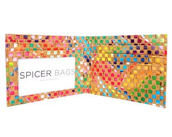 Slim Cork Wallet, Multicolored Vegan Wallet, Cork ID Wallet, Small Bifold Wallet, Cork Billfold, Made in USA Wallet, Spicer Bags