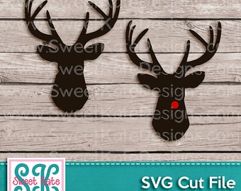 Deer Head SVG JPG PNG {Heat Transfer Vinyl Cut} - Instant Download - Reindeer svg Rudolph svg Cricut svg Silhouette svg Sweet Kate Designs