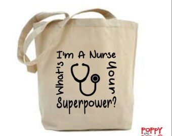 Nurse Bag, Nurse Gift, Bag for Nurse, Tote Bag, Market Grocery Bag, Thank You Nurse, Quote Shopping Bag, Canvas Tote Bag, Shoulder Bag.