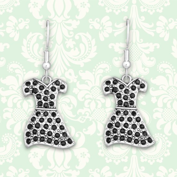 Little Black Dress Earrings 53115 by ShopCharmingCollect on Etsy