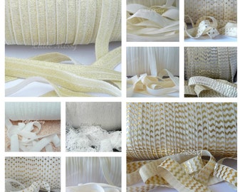 WHITE Fold Over Elastic, White FOE, Cream Fold Over Elastic, Ivory Fold Over Elastic, Wholesale Elastic, Fold Over Elastic, Headband Elastic