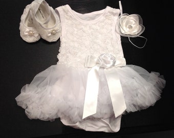 Baby girl baptism dress, Toddler,BabyGirl Tutu dress, Christening dress, pettiskirt, Wedding, Birthday dress, Onesie Tutu