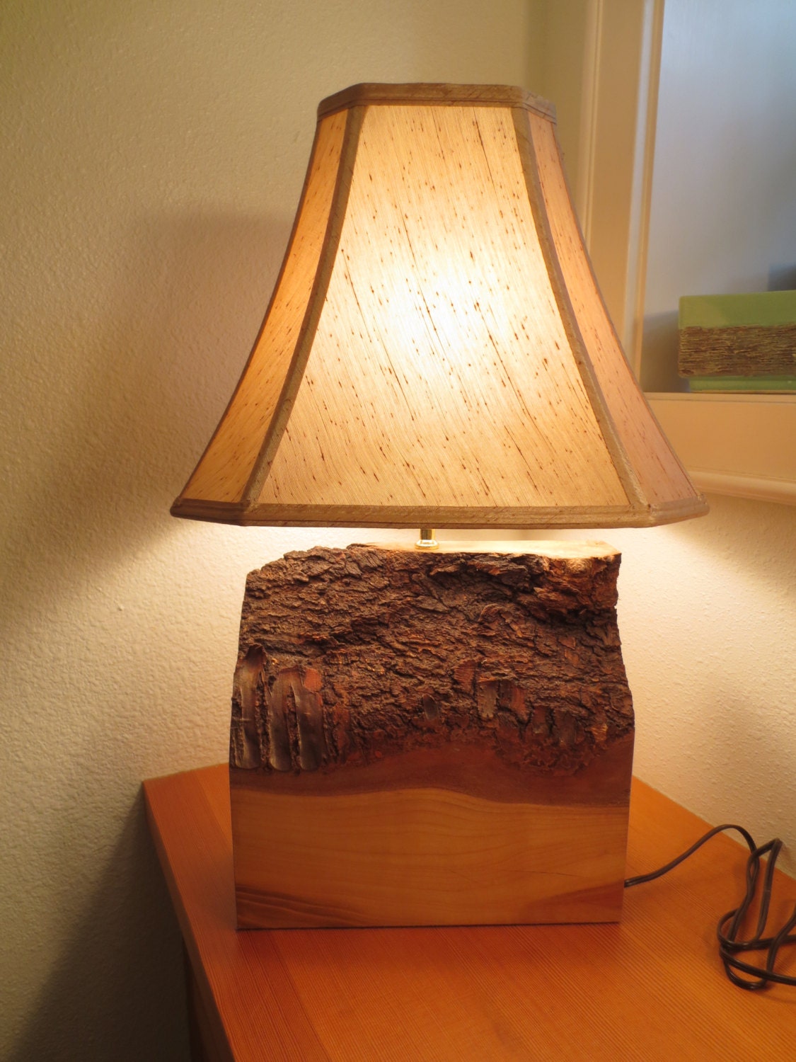 Rustic Desk or Table Lamp Live Edge Wood Lamp Rustic Wood