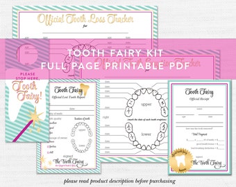Tooth Fairy Printable Bundle, Tooth Fairy Kit, Tooth Fairy Receipt, Tooth Fairy Report, Children Printable, Printable Kit, Kid Projects