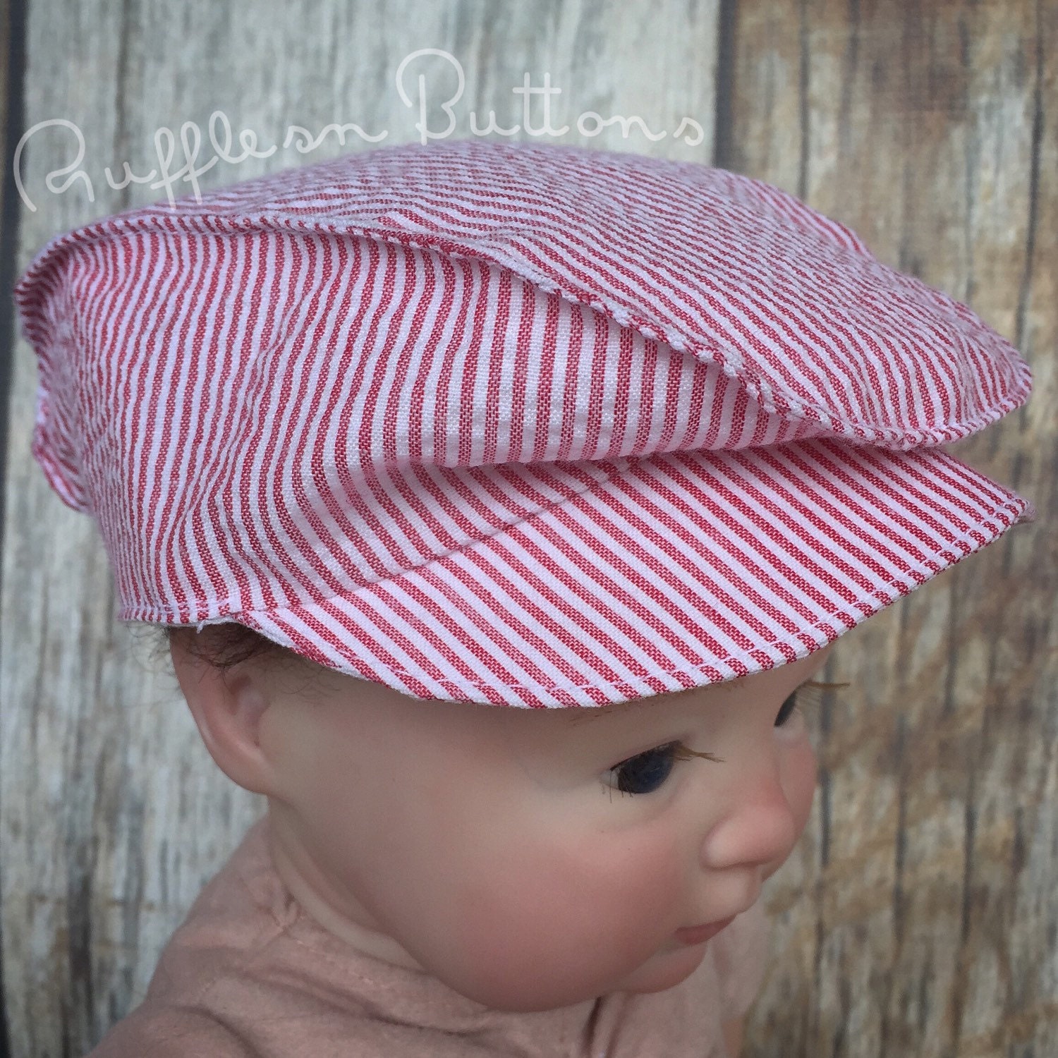 Baby boy newsboy cap red seersucker cap baby boy hat golfer