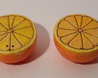 Vintage Plasrltic Oranges Salt & Pepper Shakers